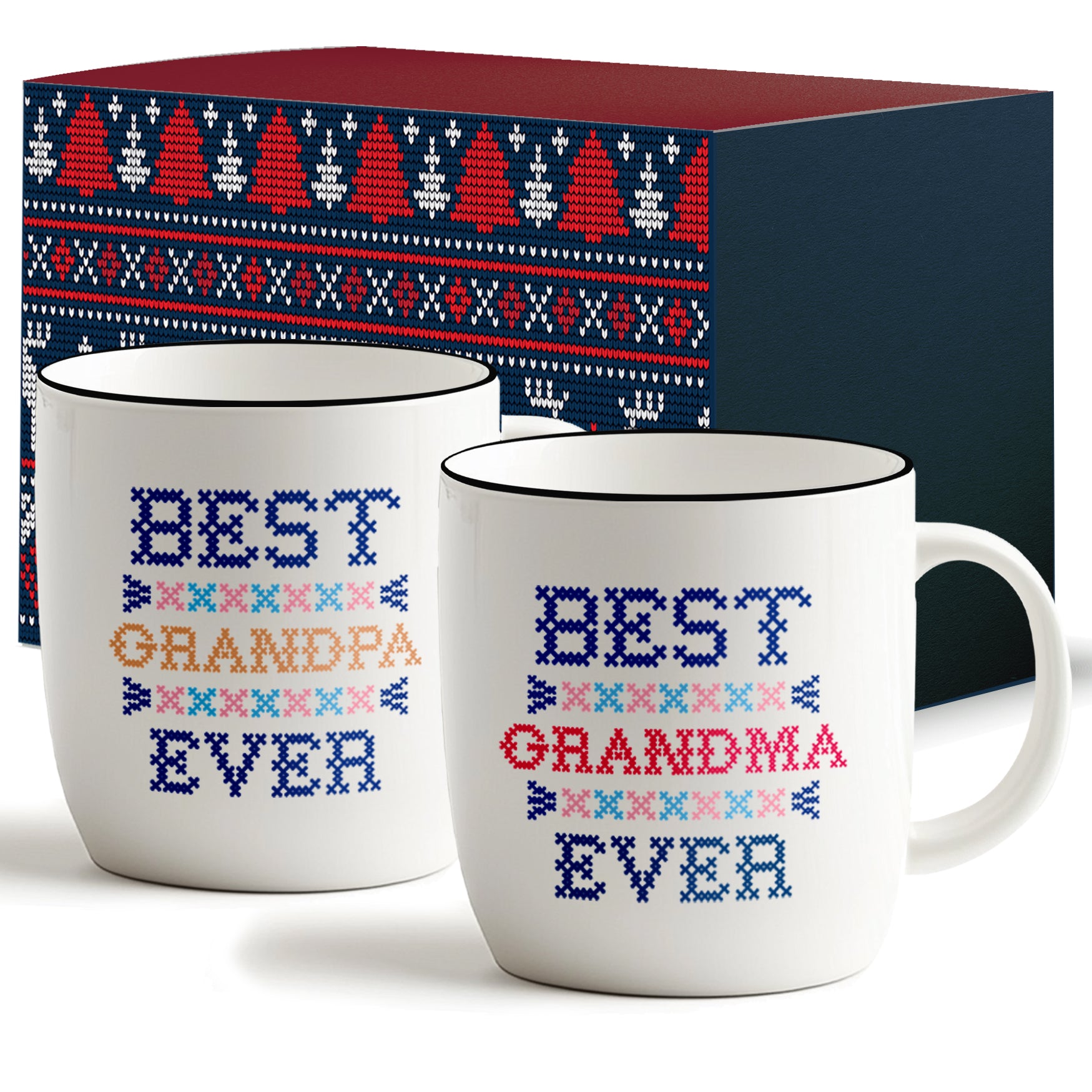 Best Grandpa & Grandma Ever Mug Set – Knit-Inspired Design