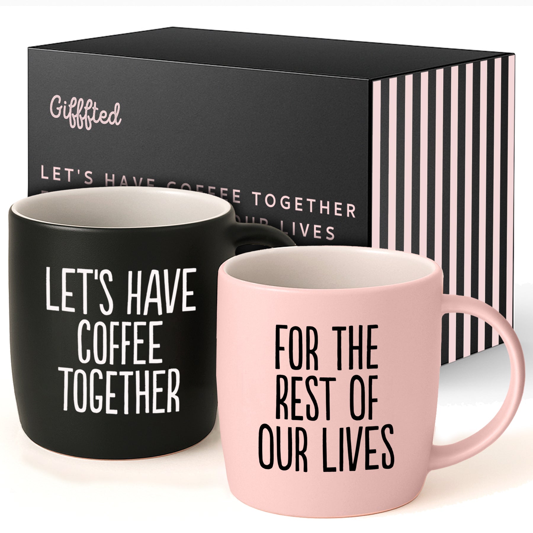 Couples Mug Set – Black & Pink, Perfectly in Sync
