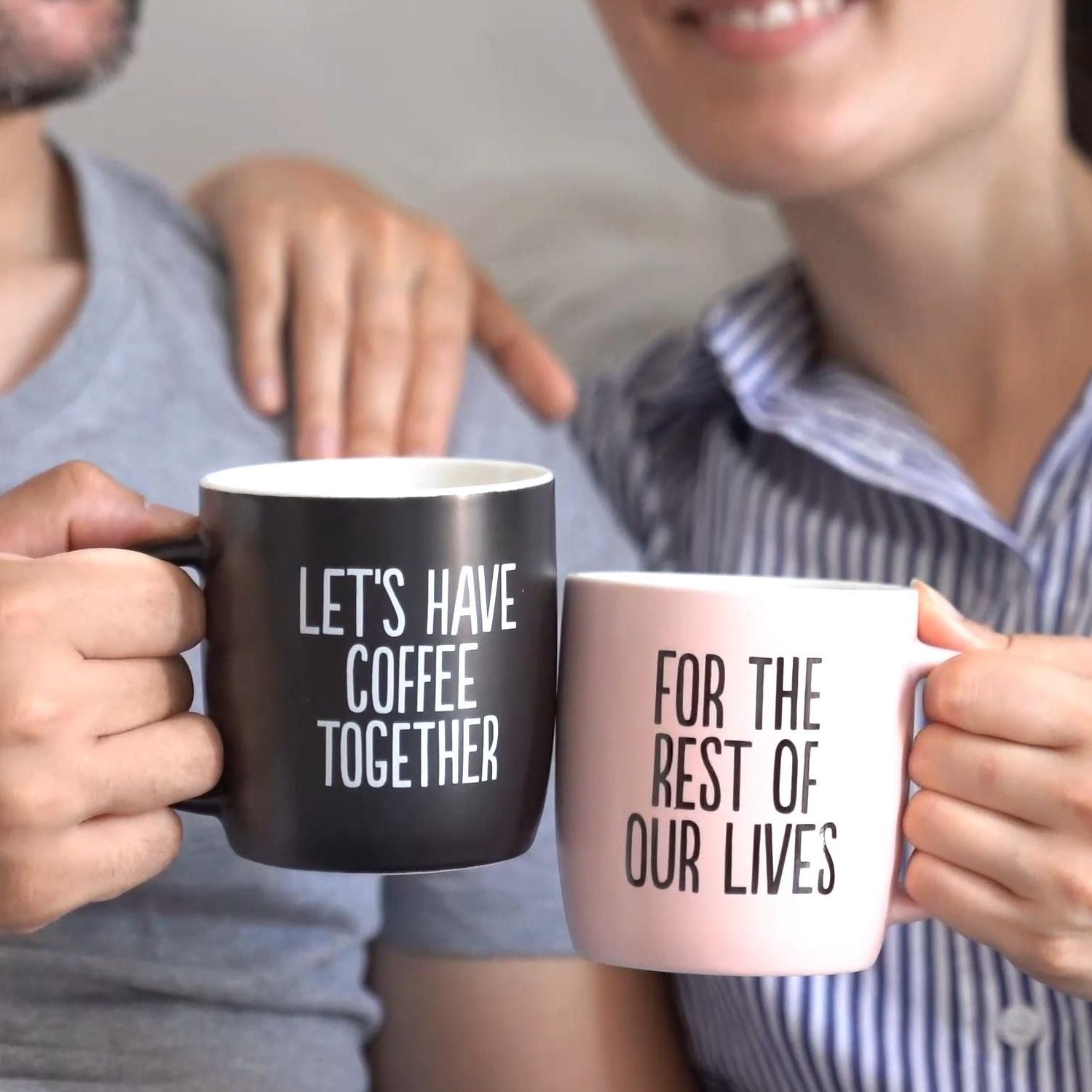 Couples Mug Set – Black & Pink, Perfectly in Sync