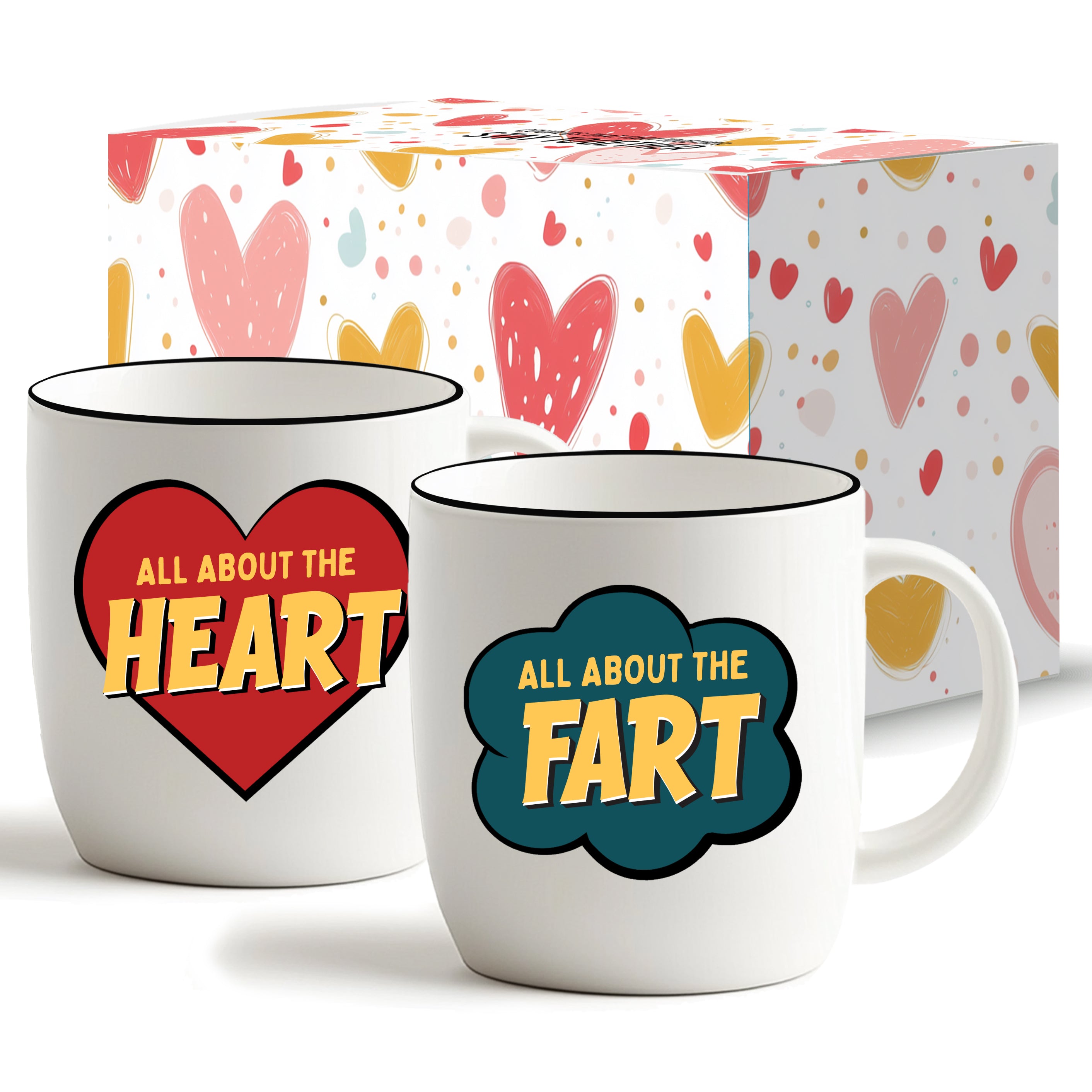 Heart & Fart Mug Set – Love with a Laugh