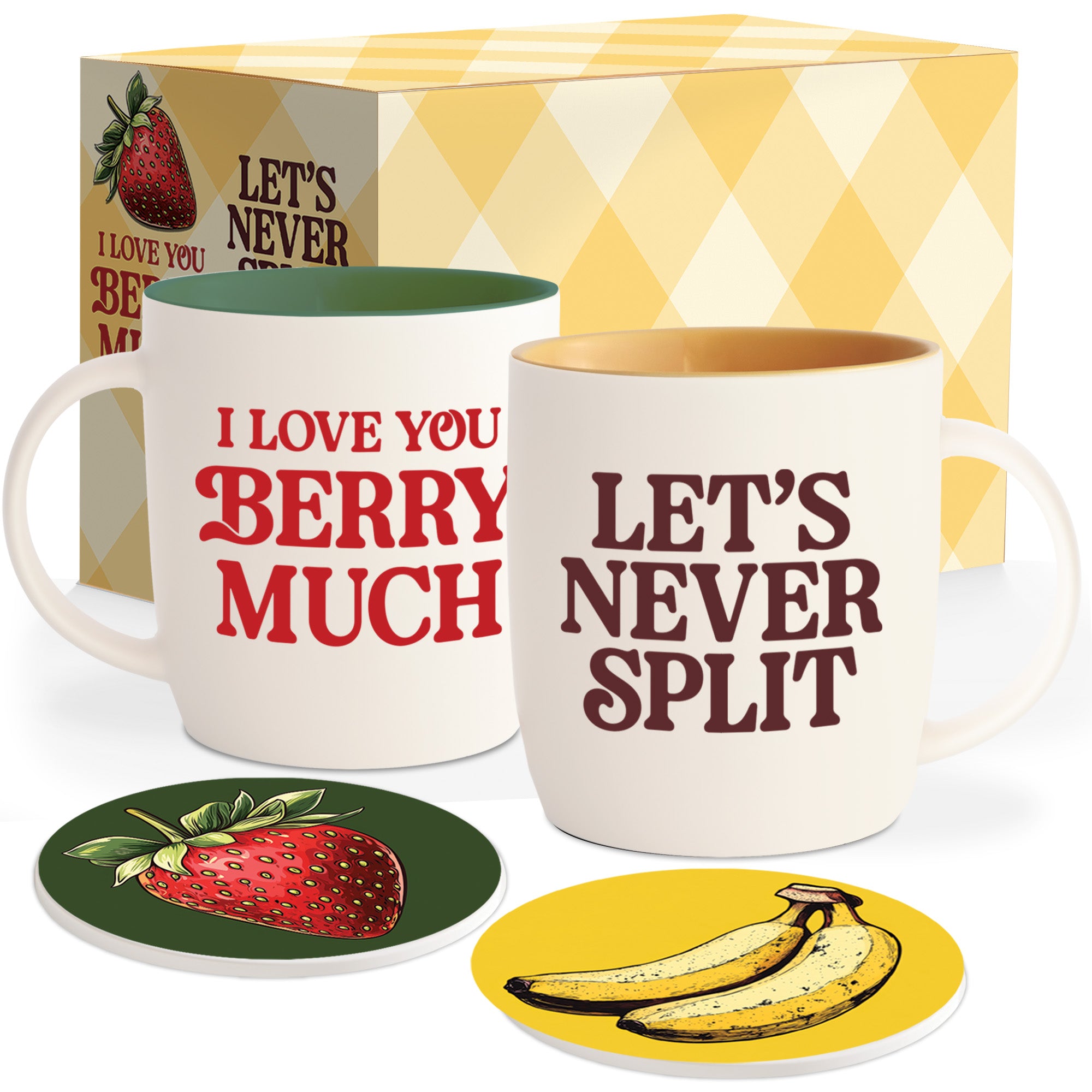I Love You Berry Much & Let’s Never Split Mug & Coaster Set