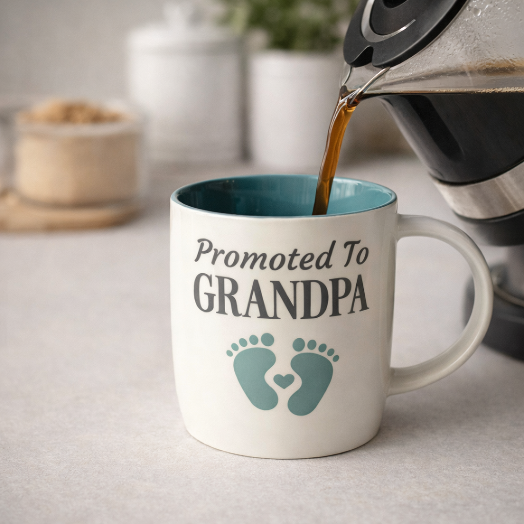 Promoted to Grandpa Mug - Footprint Design