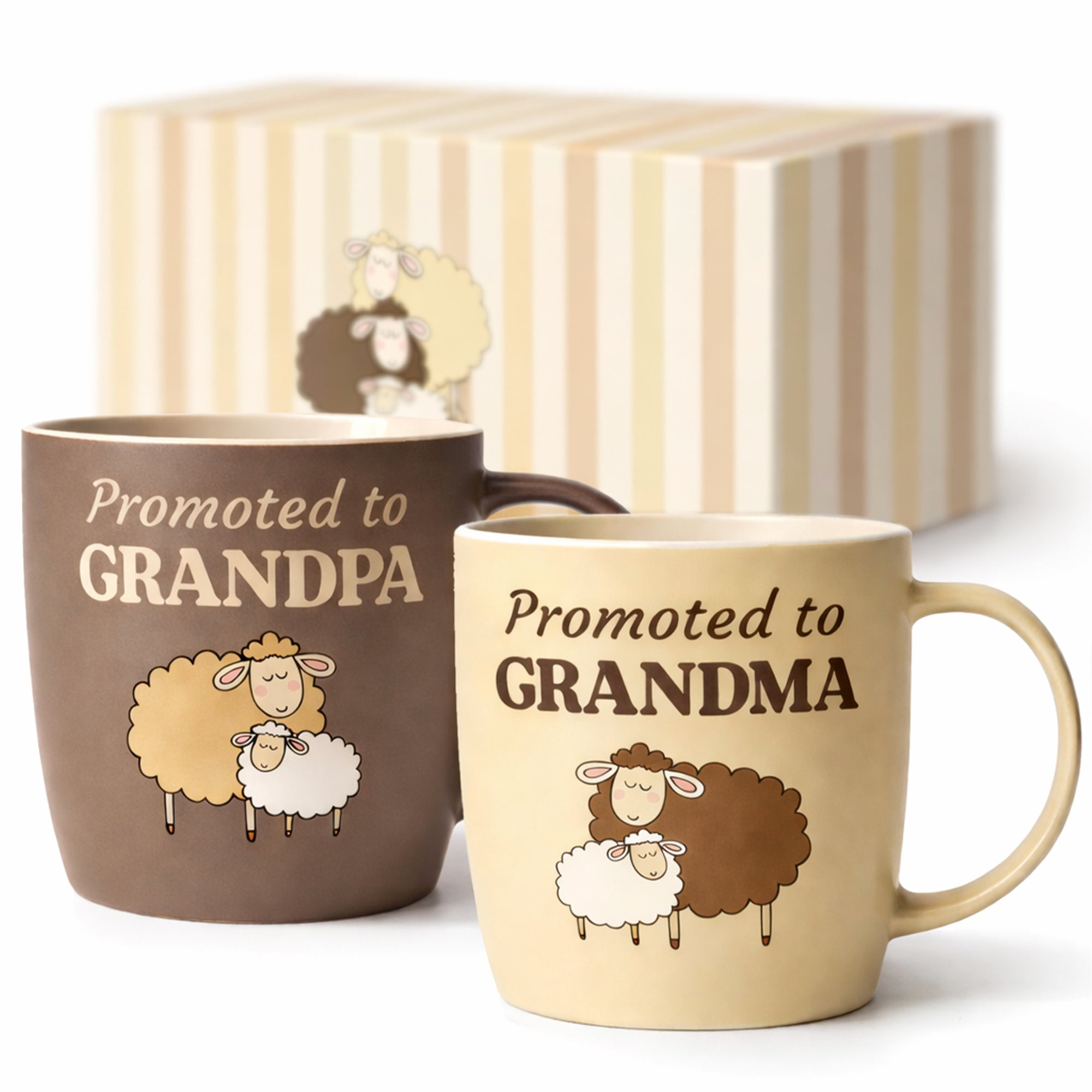 Promoted to Grandpa & Grandma Mugs - Sheep Design
