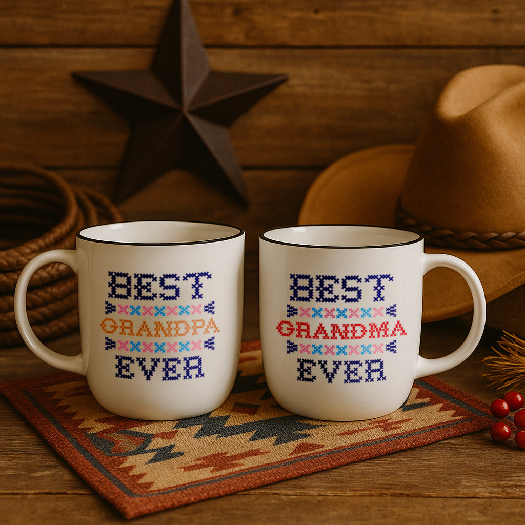 Best Grandpa & Grandma Ever Mug Set – Knit-Inspired Design