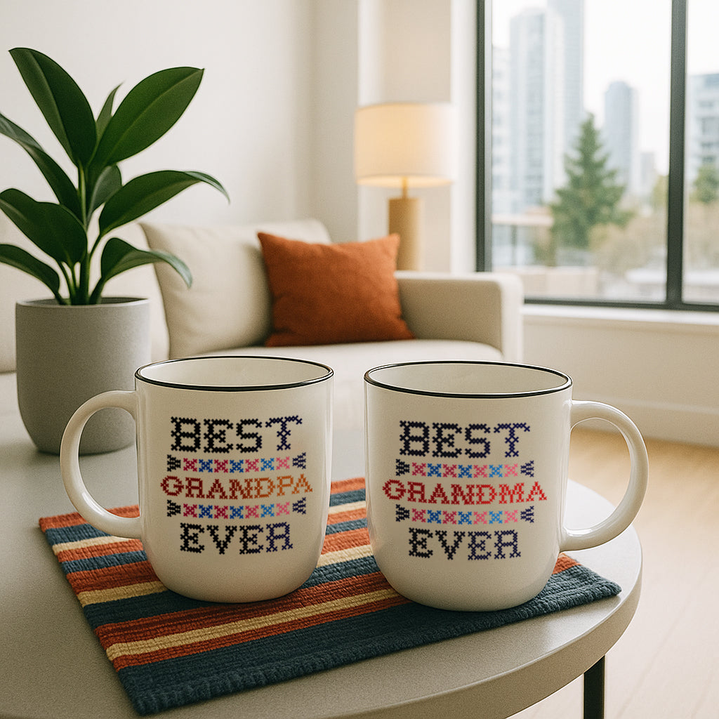 Best Grandpa & Grandma Ever Mug Set – Knit-Inspired Design