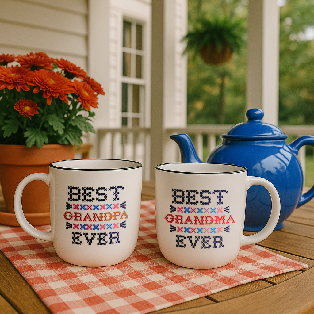 Best Grandpa & Grandma Ever Mug Set – Knit-Inspired Design