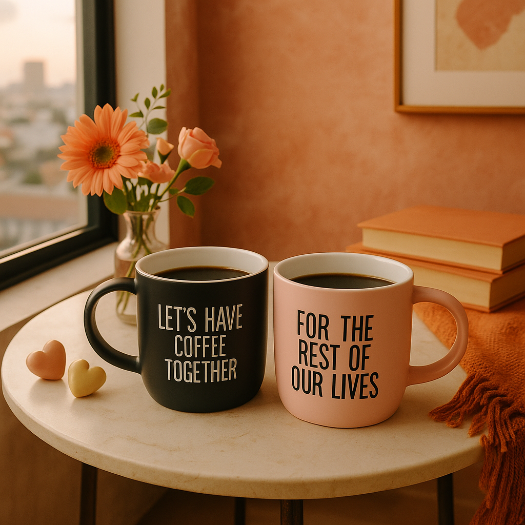 Couples Mug Set – Black & Pink, Perfectly in Sync