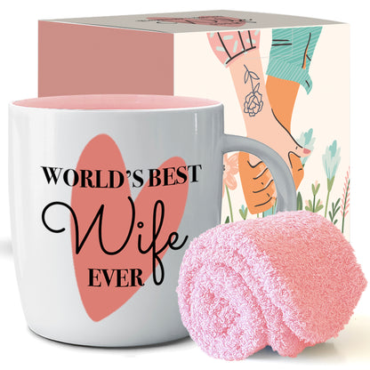 World’s Best Wife Mug &amp; Cozy Socks – Sweet Gift Set
