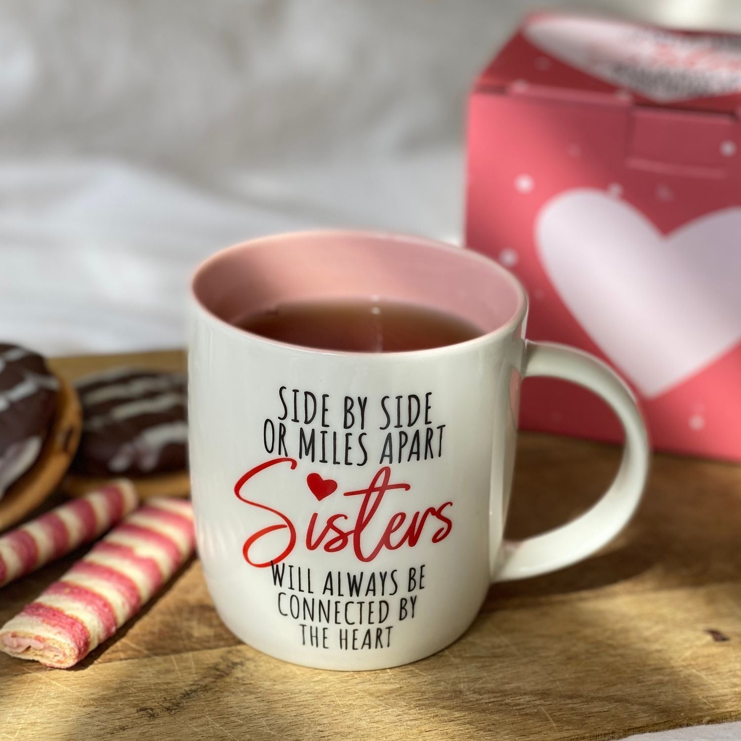 Sisters Mug &amp; Cozy Socks Gift Set – Always Connected by the Heart