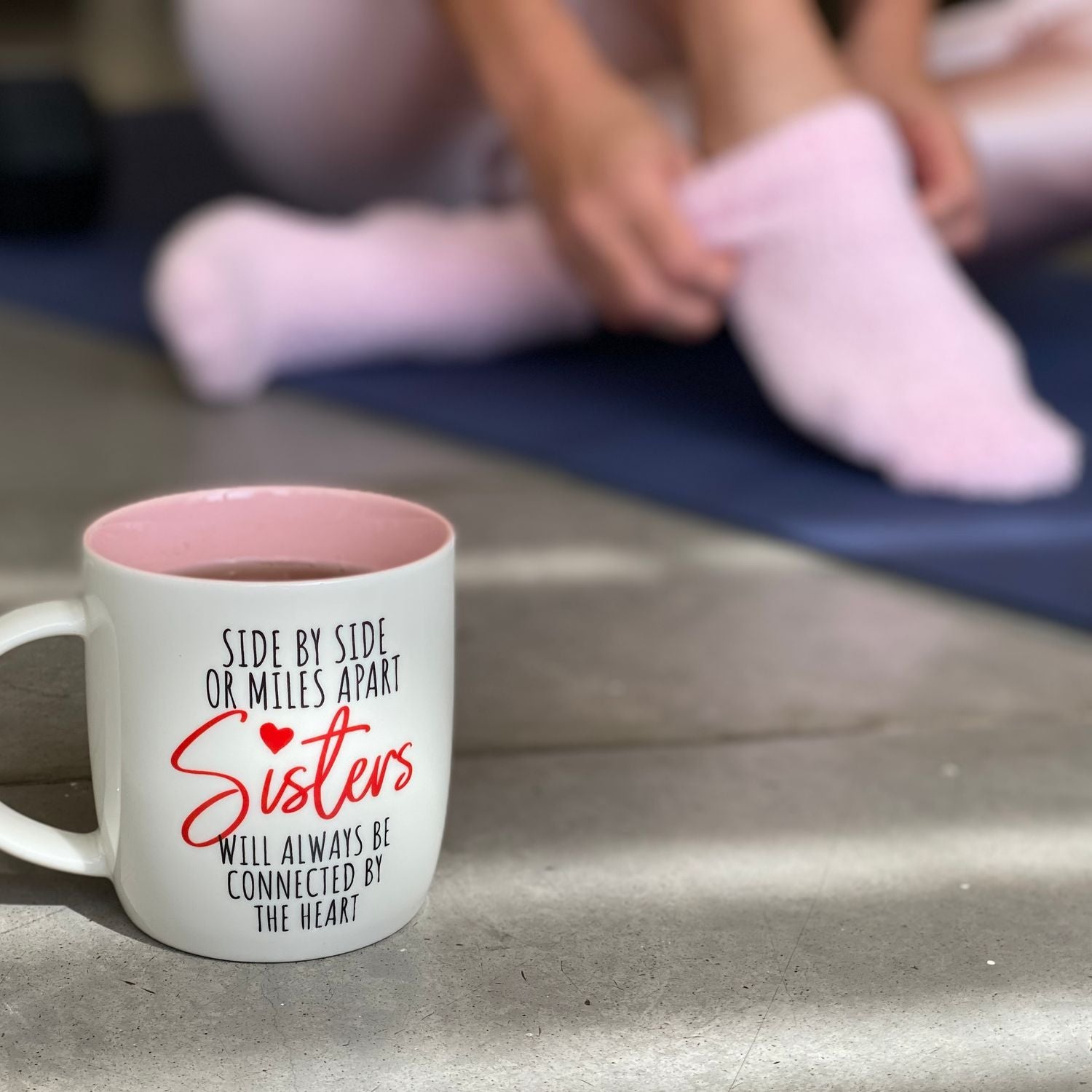 Sisters Mug &amp; Cozy Socks Gift Set – Always Connected by the Heart