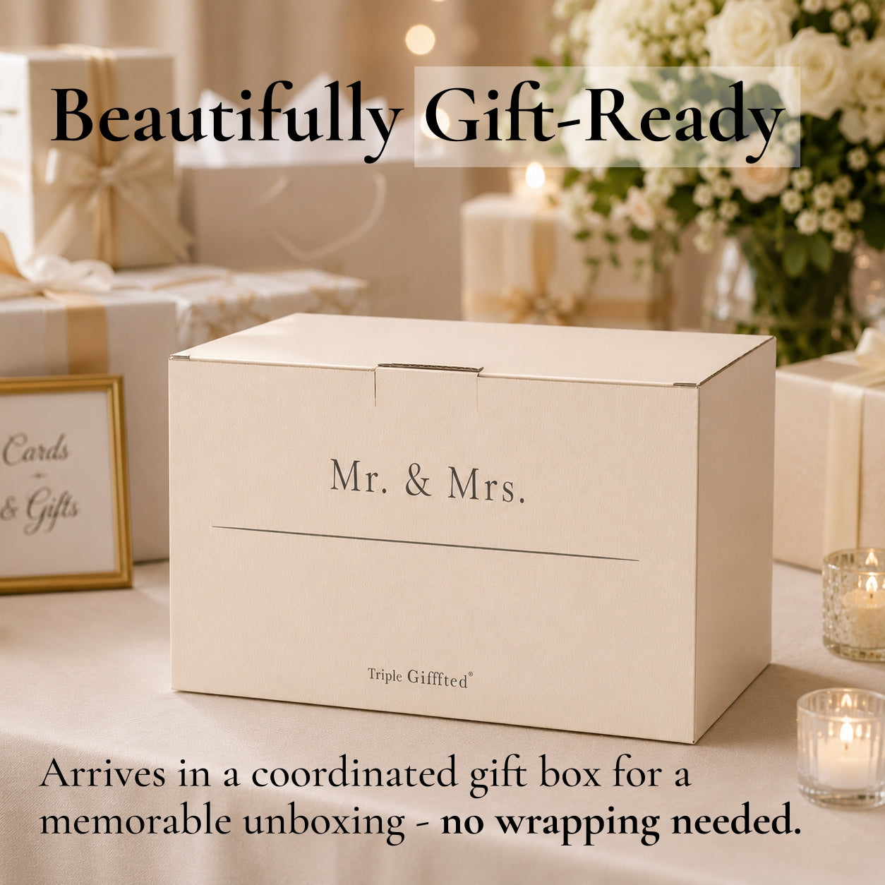 Black &amp; White Mr. and Mrs. Mugs with Gold Details in Gift Box
