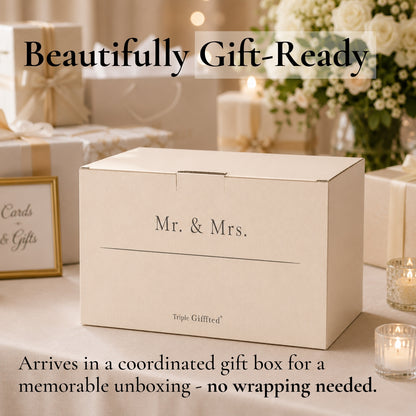 Black &amp; White Mr. and Mrs. Mugs with Gold Details in Gift Box