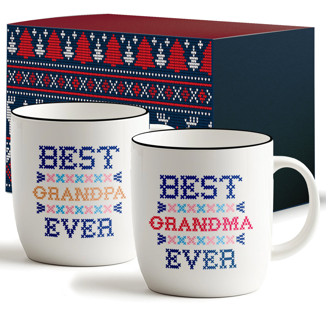Best Grandpa &amp; Grandma Ever Mug Set – Knit-Inspired Design