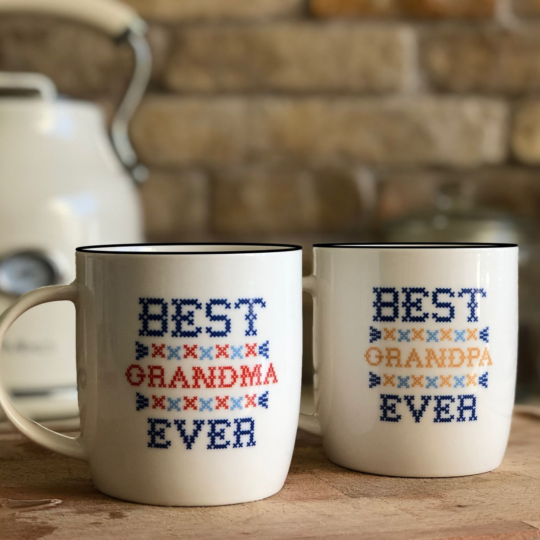 Best Grandpa &amp; Grandma Ever Mug Set – Knit-Inspired Design