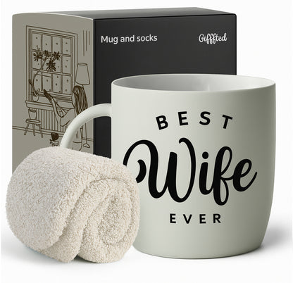 Stylish Wife Gift – Elegant Mug with Soft Socks