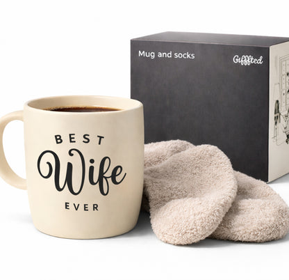 Stylish Wife Gift – Elegant Mug with Soft Socks