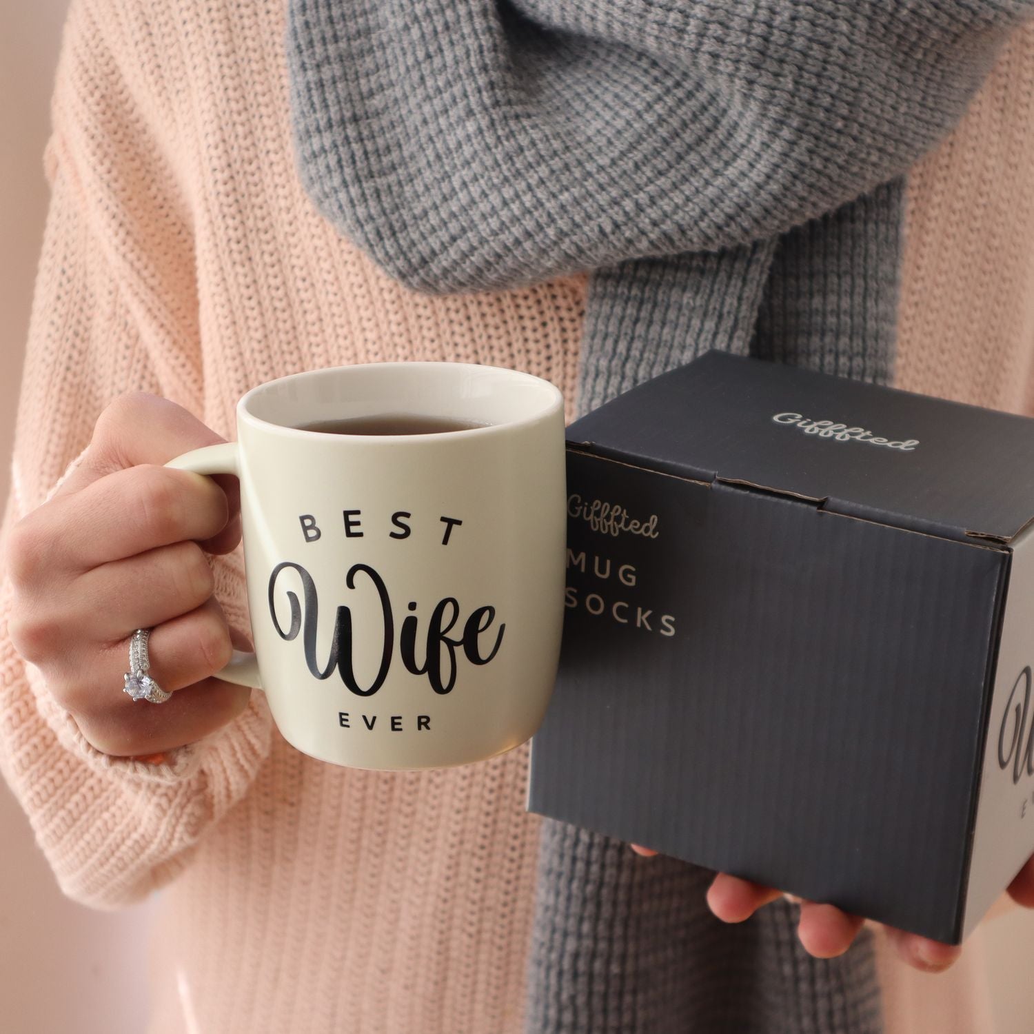 Stylish Wife Gift – Elegant Mug with Soft Socks