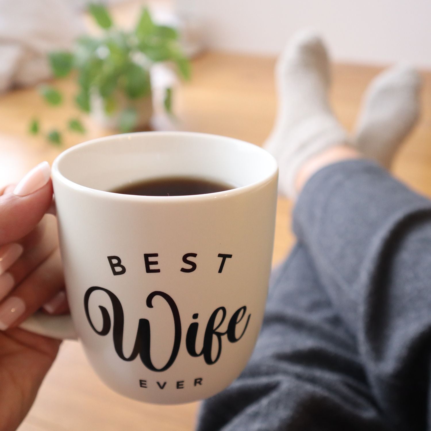 Stylish Wife Gift – Elegant Mug with Soft Socks