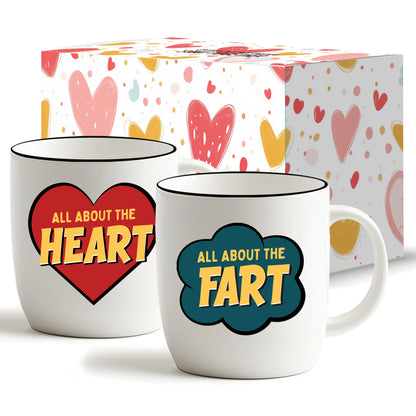 Heart &amp; Fart Mug Set – Love with a Laugh