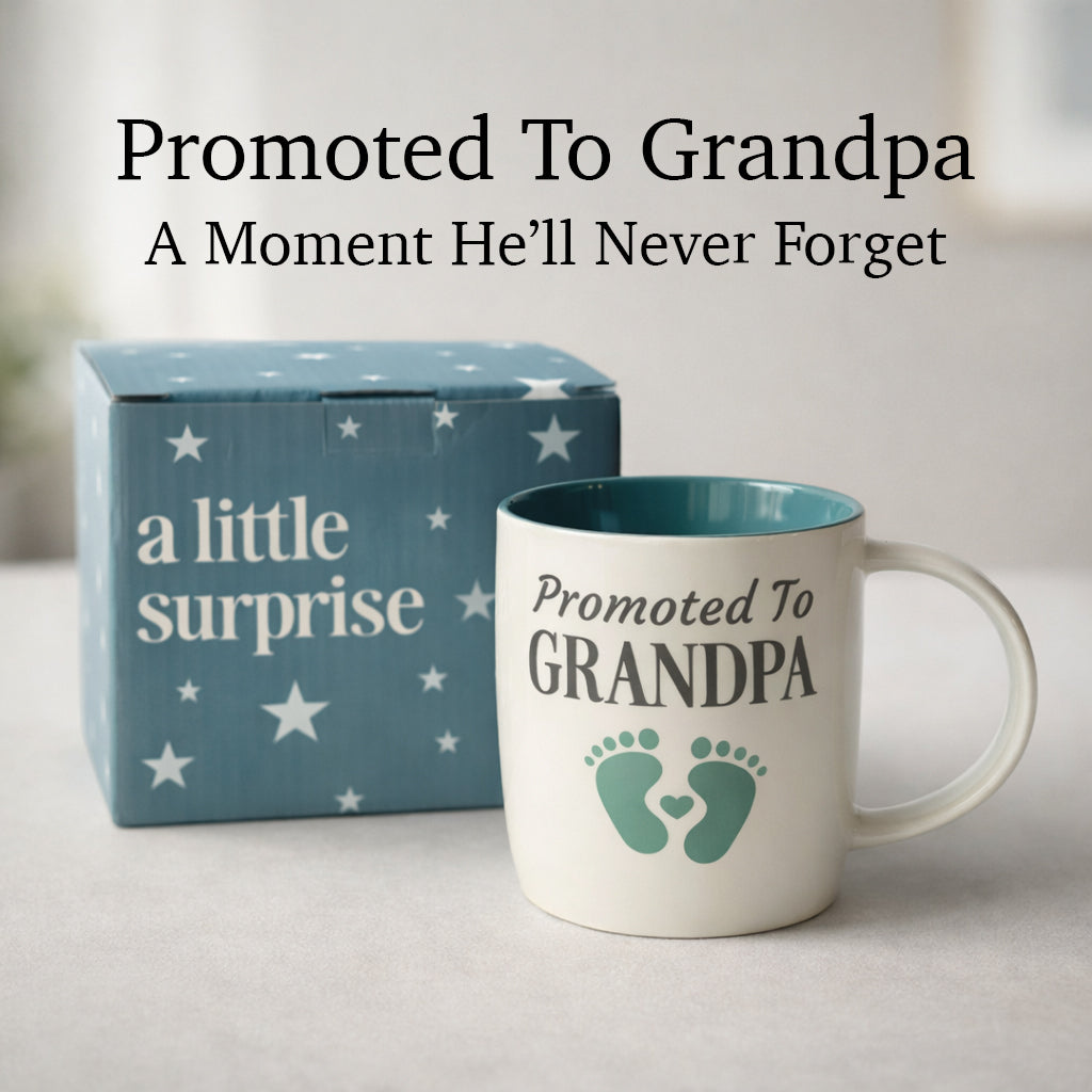 Promoted to Grandpa Mug - Footprint Design
