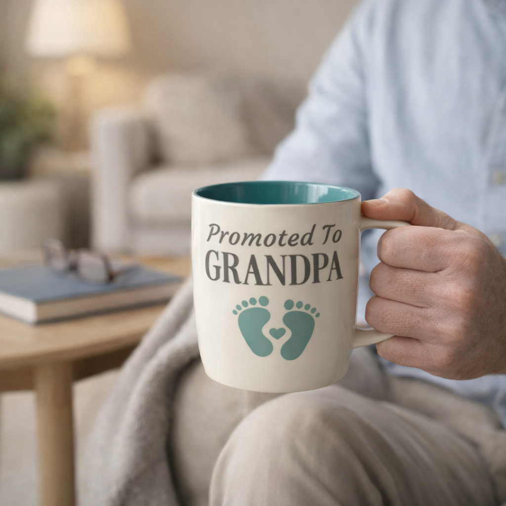 Promoted to Grandpa Mug - Footprint Design