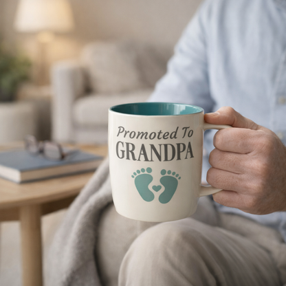 Promoted to Grandpa Mug - Footprint Design