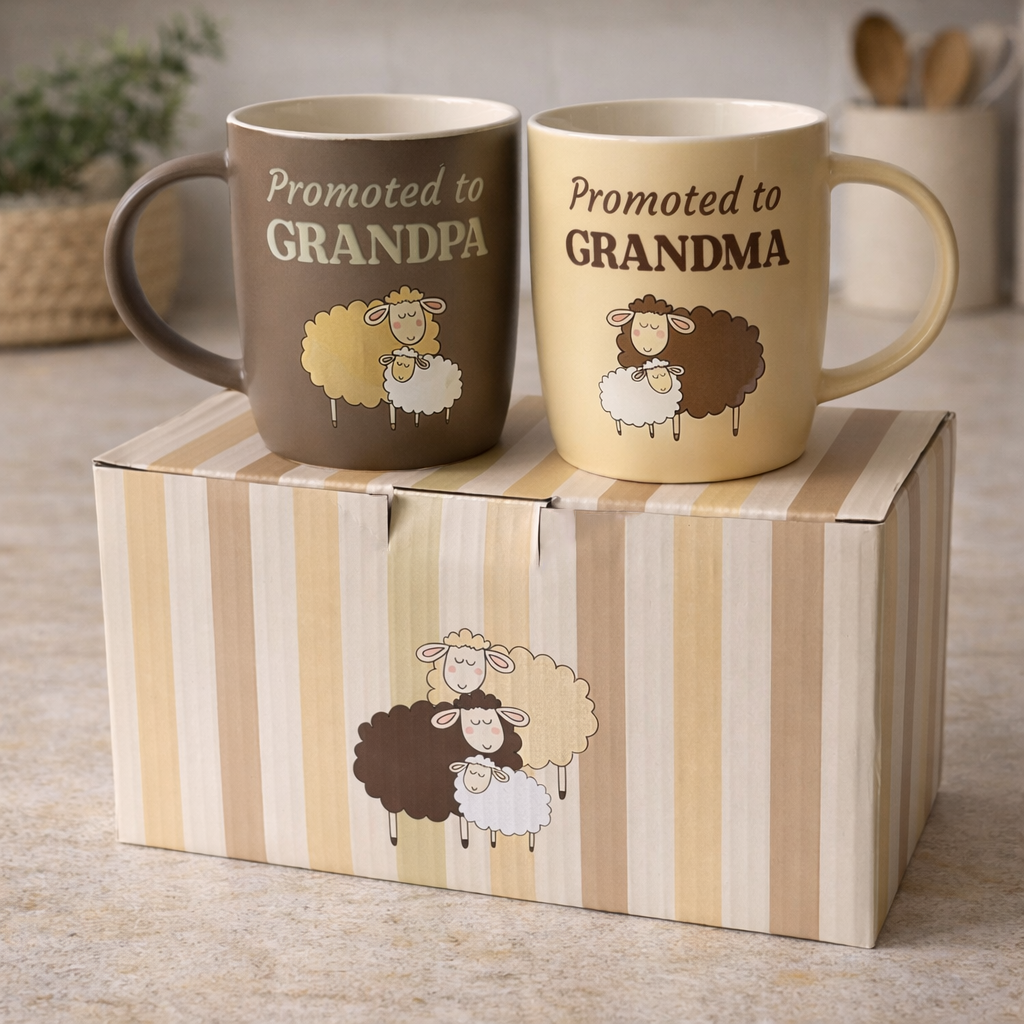 Promoted to Grandpa &amp; Grandma Mugs - Sheep Design