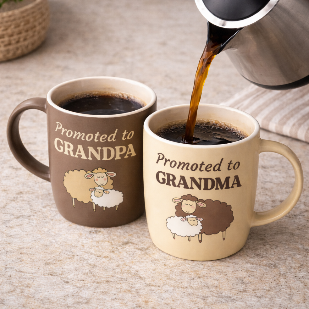 Promoted to Grandpa &amp; Grandma Mugs - Sheep Design