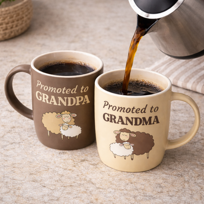 Promoted to Grandpa &amp; Grandma Mugs - Sheep Design