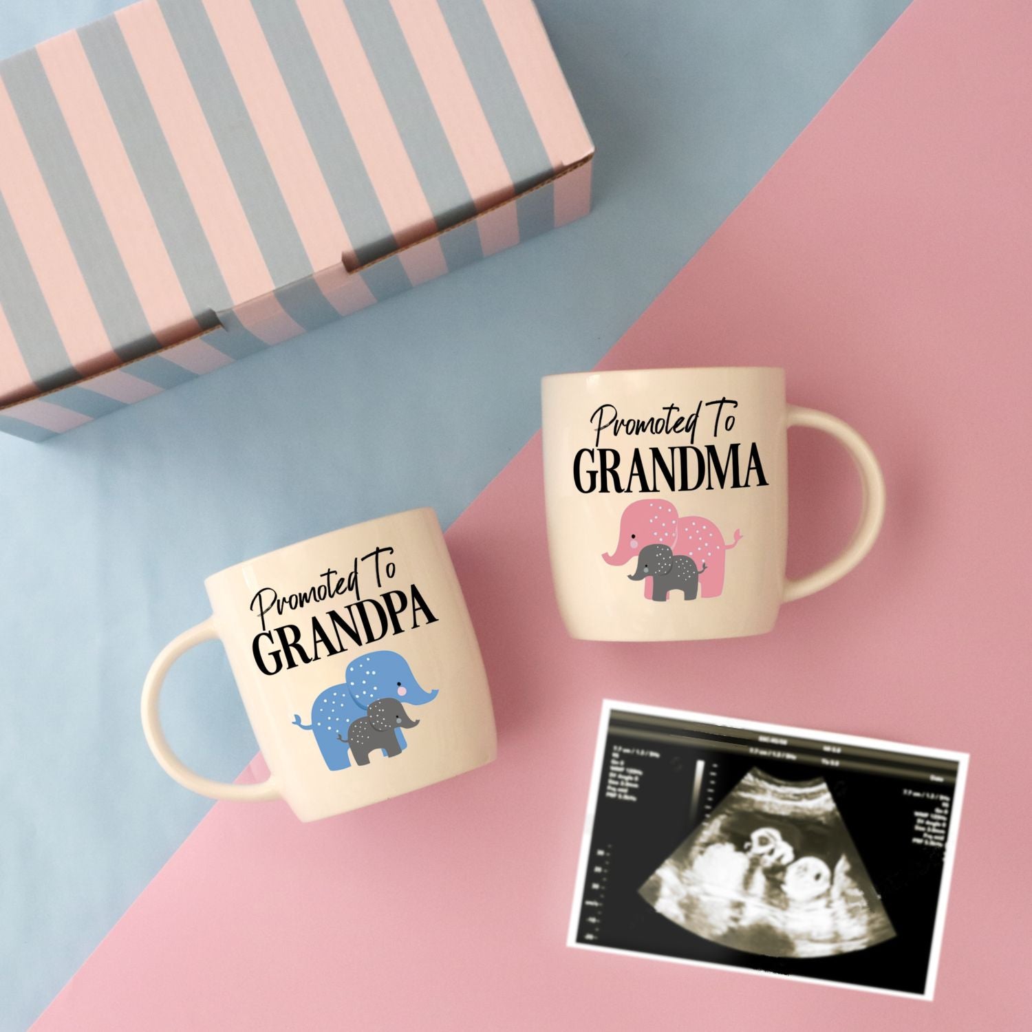 Promoted to Grandma &amp; Grandpa Mug Set – New Grandparents Gift