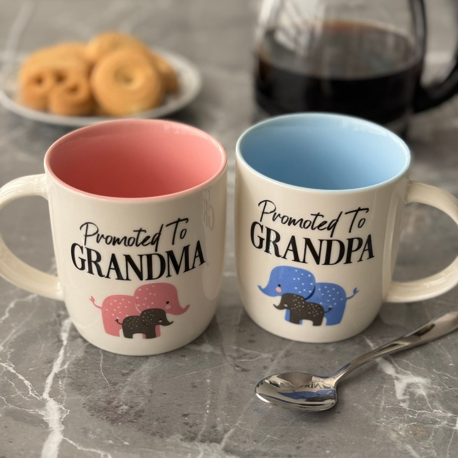 Promoted to Grandma &amp; Grandpa Mug Set – New Grandparents Gift