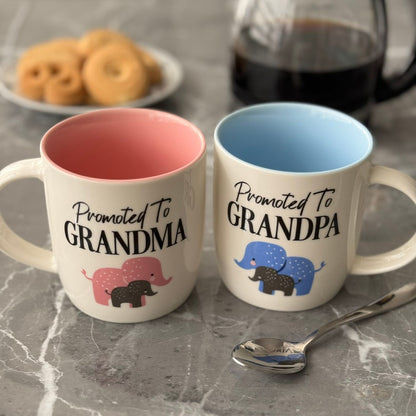 Promoted to Grandma &amp; Grandpa Mug Set – New Grandparents Gift