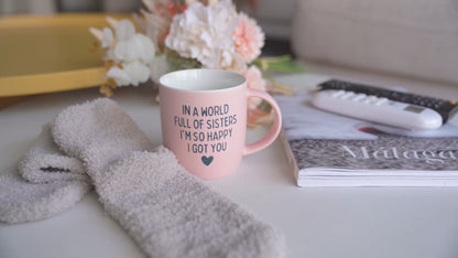 Sisters Mug &amp; Cozy Socks Set – So Happy I Got You